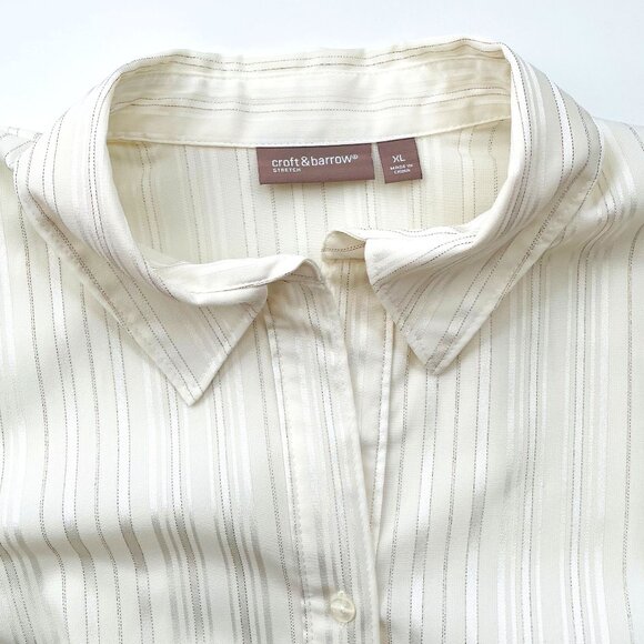 Croft & Barrow Stretch XL Ladies Button Down Dress Top Blouse Stripe  Kohls  VG+ - Picture 10 of 11